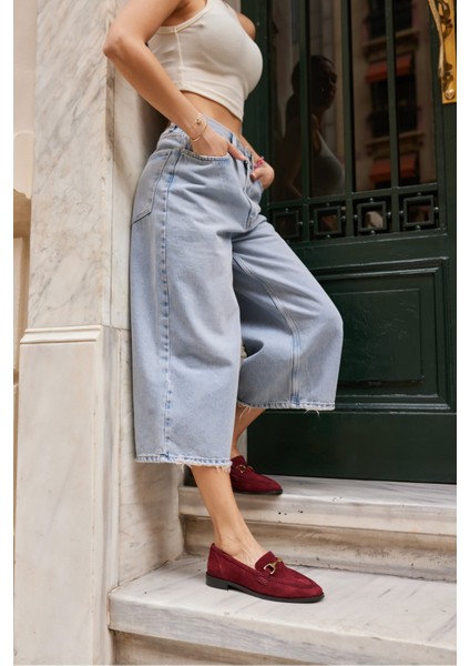 Rush Kadın Bordo Gercek Suet Toka Detay Loafer Ayakkabi fiyatları