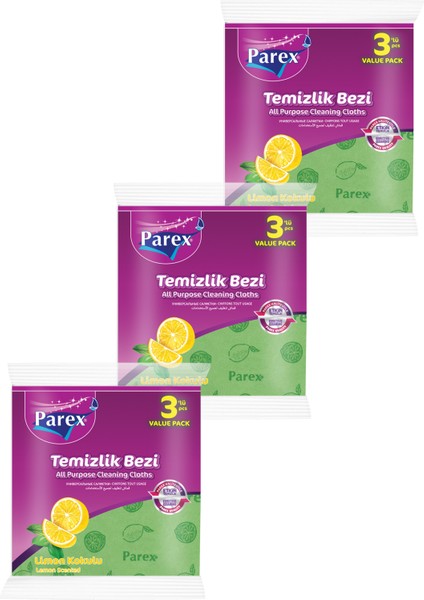 Limon Kokulu 3'lü Temizlik Bezi Üçlü Paket