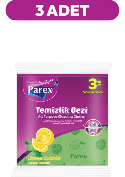 Limon Kokulu 3'lü Temizlik Bezi Üçlü Paket fiyatları