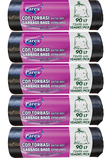 Professional 10'lu Çöp Torbası Battal Boy 72 x 95 cm Beşli Paket