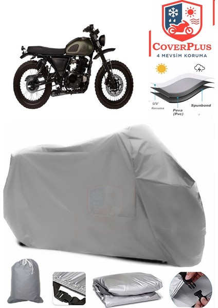 Mutt Sabbath 125 Gri Motorsiket Brandası Motor Örtüsü Çadır Su Geçirmez Motosiklet Kılıfı Motor Brandası