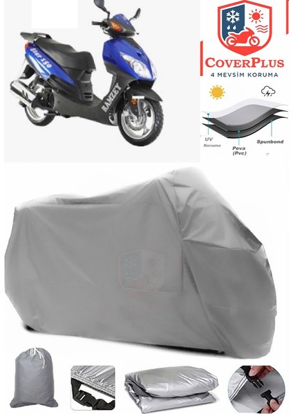 Ramzey Star 125 L Gri Motorsiket Brandası Motor Örtüsü Çadır Su Geçirmez Motosiklet Kılıfı Motor Brandası