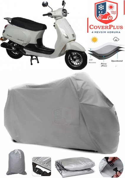 Rmg Moto Gusto Milano 50 Gri Motorsiket Brandası Motor Örtüsü Çadır Su Geçirmez Motosiklet Kılıfı Motor Brandası