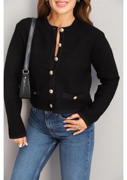 Siyah Gold Düğme Detay Hırka fiyatları