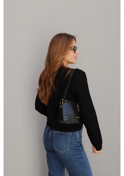 Siyah Gold Düğme Detay Hırka modelleri