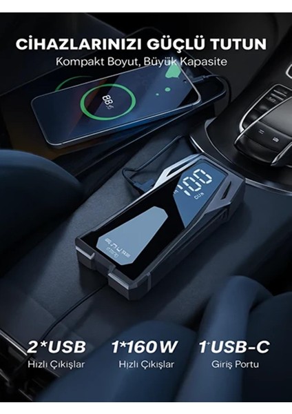 Beta05 4000A Akü Takviye Cihazı + Jump Starter + 23800mAh Power Bank + LED Işık - 10 Koruma, Force Start indirimleri