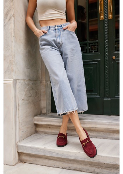 Rush Kadın Bordo Gercek Suet Toka Detay Loafer Ayakkabi modelleri