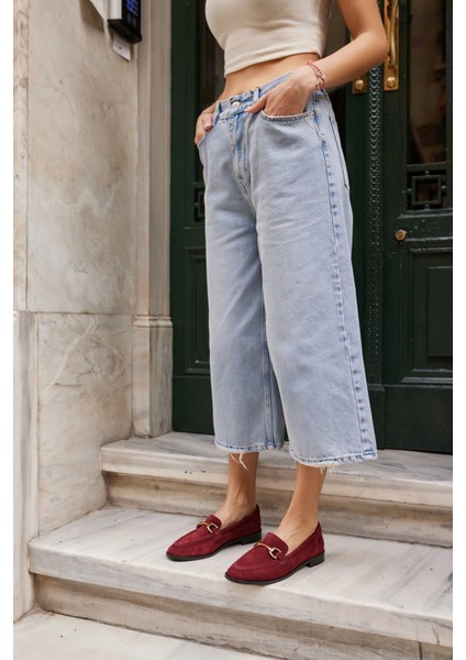 Rush Kadın Bordo Gercek Suet Toka Detay Loafer Ayakkabi fırsatları