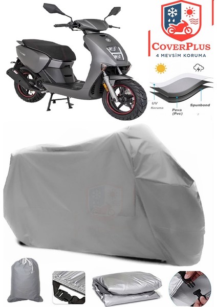 Mondial 50 Tab Gri Motorsiket Brandası Motor Örtüsü Çadır Su Geçirmez Motosiklet Kılıfı Motor Brandası