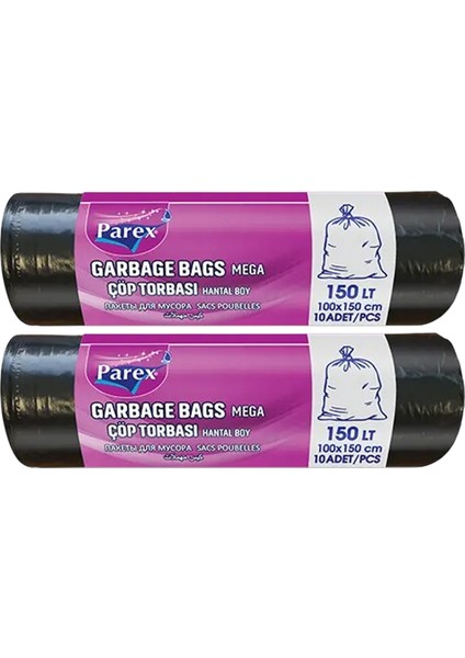 Professional 10'lu Çöp Torbası Hantal Boy 100 x 150 cm Ikili Paket