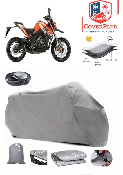 Zontes 155 U Arka Çanta Uyumlu (Gri) Motorsiket Brandası Motor Örtüsü Çadır Su Geçirmez Motosiklet Kılıfı Motor Brandası