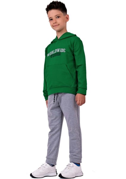 Erkek Çocuk Worldwide Winner Nakışlı Kanguru Cepli Kapüşonlu Eşofman Takımı fiyatları