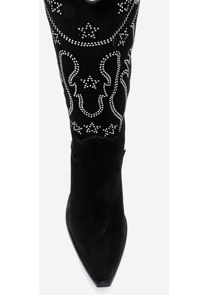 Kadın Yüksek Topuk Sivri Burun Çizme Gerçek Süet Deri Zy 1609 Siyah fiyatları