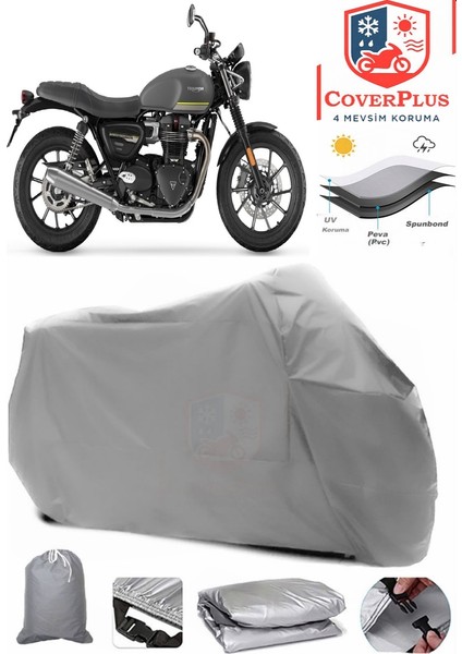 Triumph Speed Twin Gri Motorsiket Brandası Motor Örtüsü Çadır Su Geçirmez Motosiklet Kılıfı Motor Brandası
