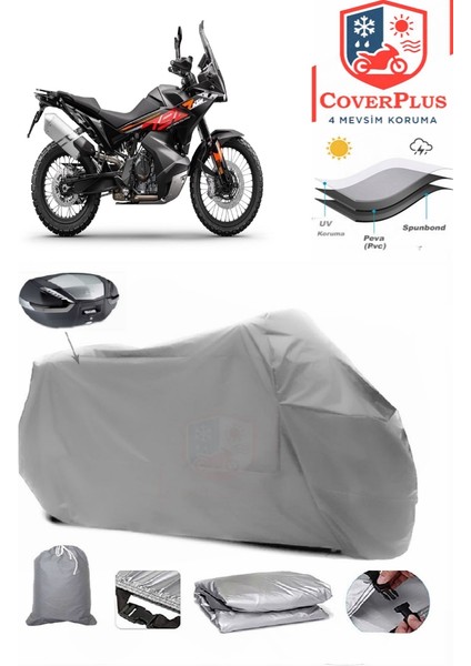 Ktm 790 Adventure Arka Çanta Uyumlu (Gri) Motorsiket Brandası Motor Örtüsü Çadır Su Geçirmez Motosiklet Kılıfı Motor Brandası