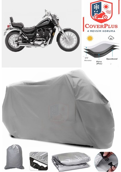 Suzuki Vl 600 Intruder Gri Motorsiket Brandası Motor Örtüsü Çadır Su Geçirmez Motosiklet Kılıfı Motor Brandası