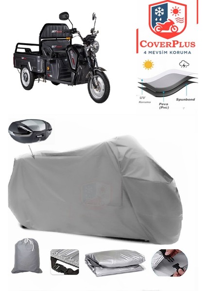 Stmax Gf 200 Arka Çanta Uyumlu (Gri) Motorsiket Brandası Motor Örtüsü Çadır Su Geçirmez Motosiklet Kılıfı Motor Brandası