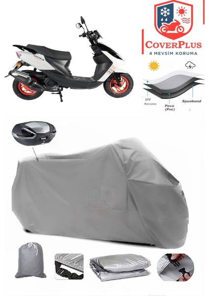 Arora Ar 50-11 Ares Arka Çanta Uyumlu (Gri) Motorsiket Brandası Motor Örtüsü Çadır Su Geçirmez Motosiklet Kılıfı Motor Brandası