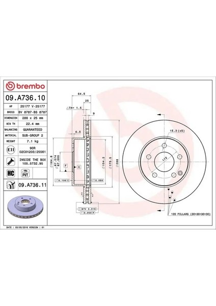 09A73610 Fren Diski On A0004211912 A2044210012 (2 Adet Fiyatıdır)