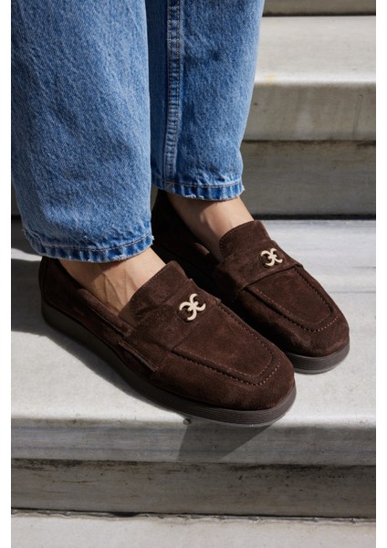 Lugo Kadın Kahve Gercek Suet Loafer Ayakkabi modelleri