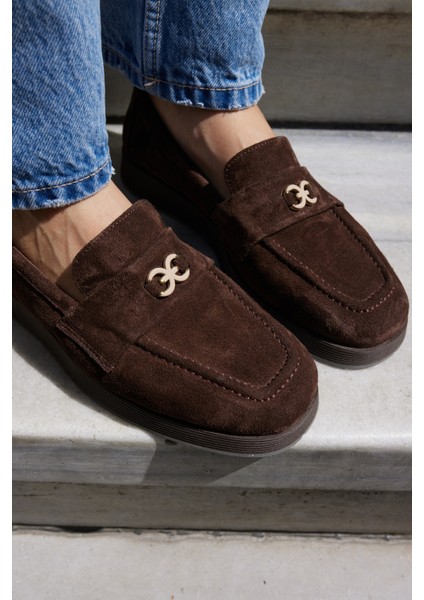 Lugo Kadın Kahve Gercek Suet Loafer Ayakkabi fırsatları