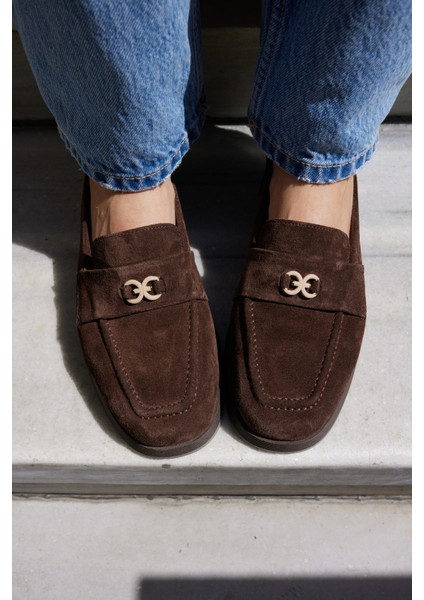 Lugo Kadın Kahve Gercek Suet Loafer Ayakkabi indirimleri
