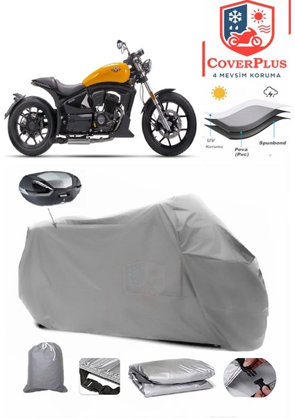 Regal Raptor Pilder 250 Arka Çanta Uyumlu (Gri) Motorsiket Brandası Motor Örtüsü Çadır Su Geçirmez Motosiklet Kılıfı Motor Brandası