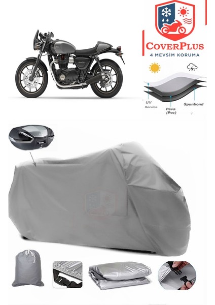Triumph Street Cup Arka Çanta Uyumlu (Gri) Motorsiket Brandası Motor Örtüsü Çadır Su Geçirmez Motosiklet Kılıfı Motor Brandası