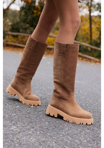 Zelly Kadın Siyah Gercek Deri Eva Taban Çizme