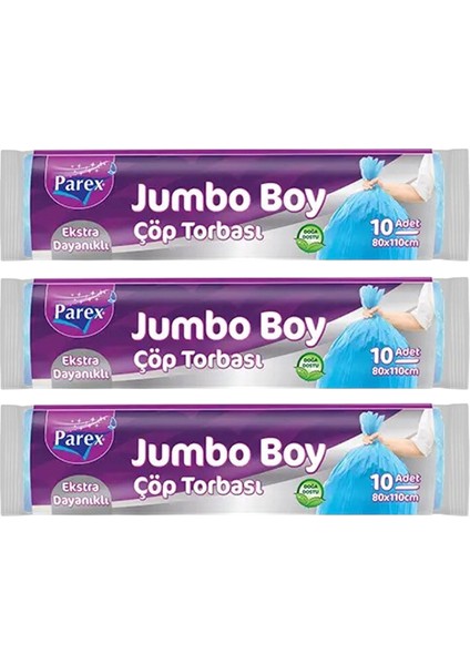 Ekstra Dayanikli 10'lu Çöp Torbası Jumbo Boy 80 x 110 cm Üçlü Paket