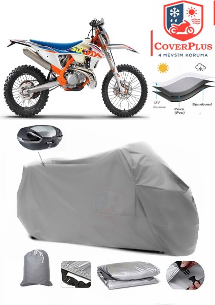 Ktm 250 Exc Six Days Tpı Arka Çanta Uyumlu (Gri) Motorsiket Brandası Motor Örtüsü Çadır Su Geçirmez Motosiklet Kılıfı Motor Brandası