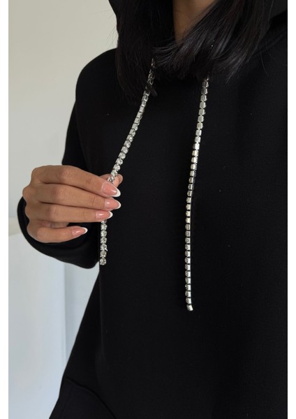 Kadın Kapüşonlu Taş Detaylı Sweatshirt Elbise fırsatları