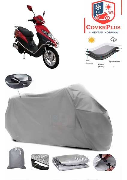 Apachi Pusat Arka Çanta Uyumlu (Gri) Motorsiket Brandası Motor Örtüsü Çadır Su Geçirmez Motosiklet Kılıfı Motor Brandası