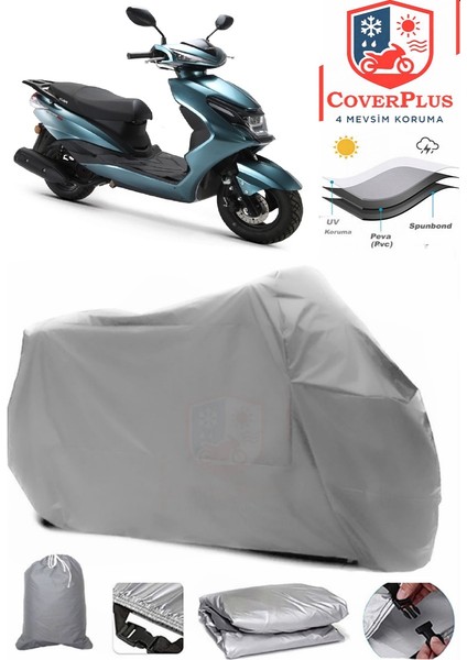 Kuba Space 50 Gri Motorsiket Brandası Motor Örtüsü Çadır Su Geçirmez Motosiklet Kılıfı Motor Brandası