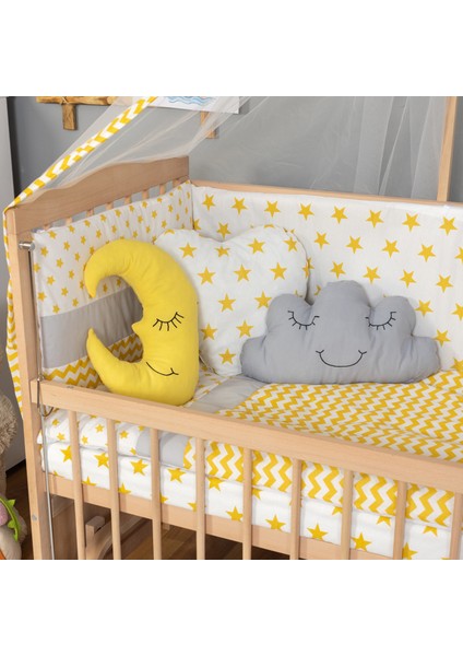 Ahşap Beşik Anne Yanı Beşik Organik (Boyasız) 60X120 - Sarı Yıldız Uyku Seti Yatak Tekerlekli fiyatları