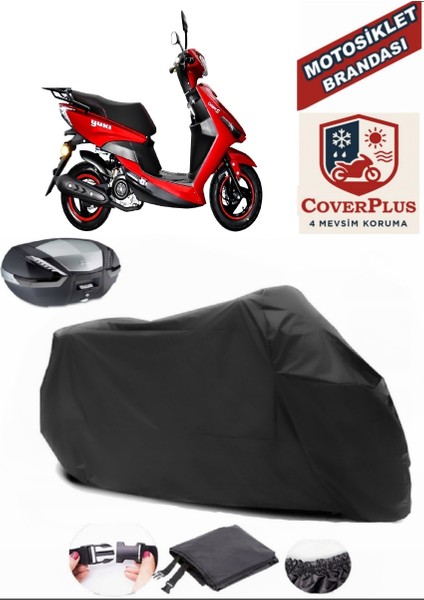 Yuki Casper S 50 Siyah Arka Çanta Uyumlu Motorsiket Brandası Motor Örtüsü Çadır Su Geçirmez Motosiklet Kılıfı Motor Brandası
