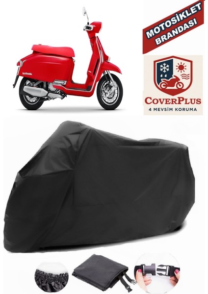 Lambretta G350 Siyah Motorsiket Brandası Motor Örtüsü Çadır Su Geçirmez Motosiklet Kılıfı Motor Brandası