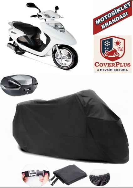 Kanuni Ruby 100 Siyah Arka Çanta Uyumlu Motorsiket Brandası Motor Örtüsü Çadır Su Geçirmez Motosiklet Kılıfı Motor Brandası