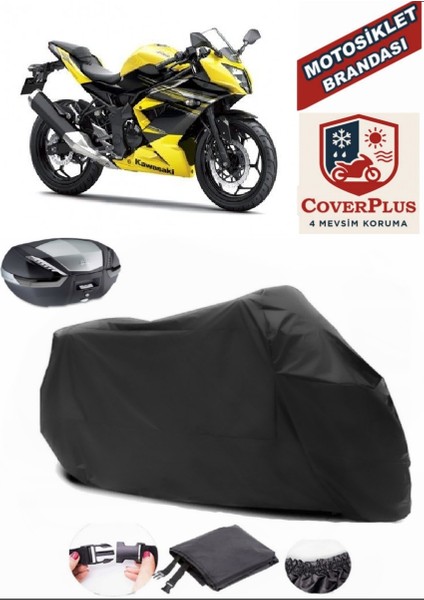 Kawasaki Ninja 250SL Siyah Arka Çanta Uyumlu Motorsiket Brandası Motor Örtüsü Çadır Su Geçirmez Motosiklet Kılıfı Motor Brandası