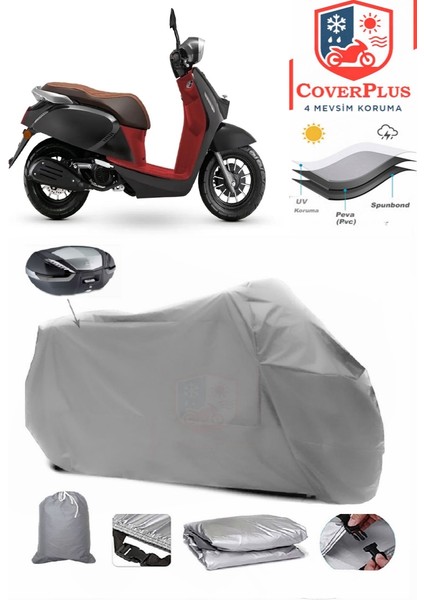 Qj Ltm 125 Arka Çanta Uyumlu (Gri) Motorsiket Brandası Motor Örtüsü Çadır Su Geçirmez Motosiklet Kılıfı Motor Brandası