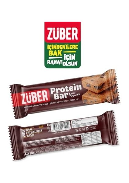 Züber Kakao Parçacıklı Protein Bar - 12 Adet x 35GR modelleri