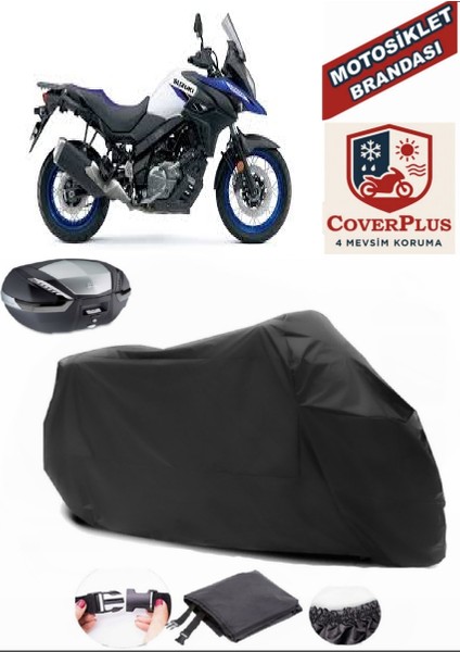 Suzuki V-Strom 650 Xt Abs Siyah Arka Çanta Uyumlu Motorsiket Brandası Motor Örtüsü Çadır Su Geçirmez Motosiklet Kılıfı Motor Brandası
