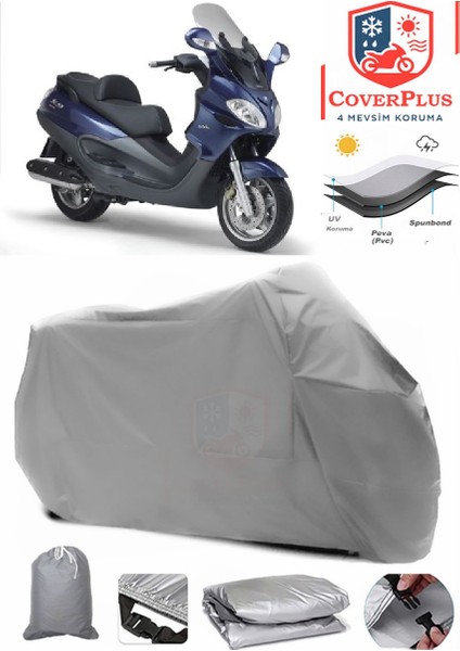 Piaggio X9 500 Gri Motorsiket Brandası Motor Örtüsü Çadır Su Geçirmez Motosiklet Kılıfı Motor Brandası