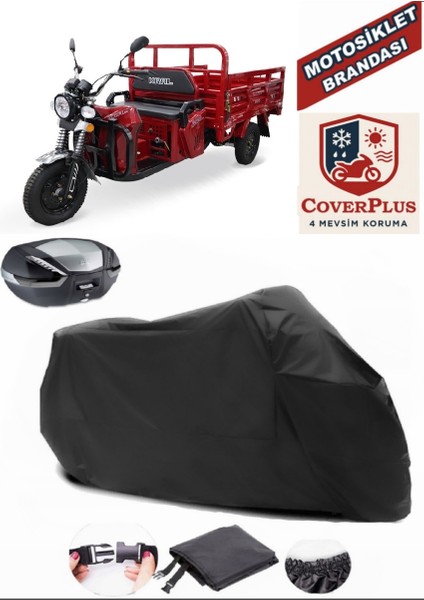 Kral Motor KR-200 Siyah Arka Çanta Uyumlu Motorsiket Brandası Motor Örtüsü Çadır Su Geçirmez Motosiklet Kılıfı Motor Brandası