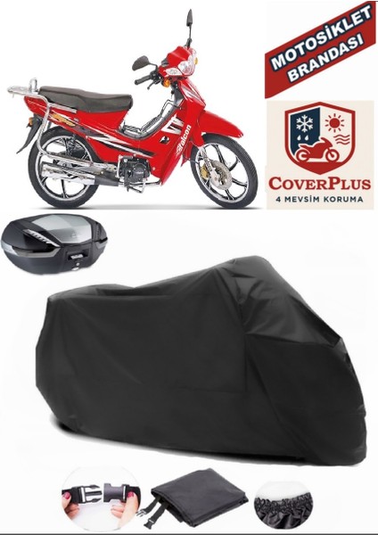 Falcon Magic 50 Siyah Arka Çanta Uyumlu Motorsiket Brandası Motor Örtüsü Çadır Su Geçirmez Motosiklet Kılıfı Motor Brandası