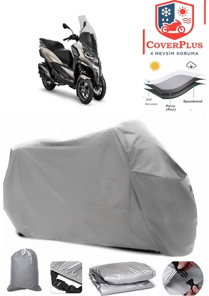 Piaggio Mp3 530 Exclusive Gri Motorsiket Brandası Motor Örtüsü Çadır Su Geçirmez Motosiklet Kılıfı Motor Brandası