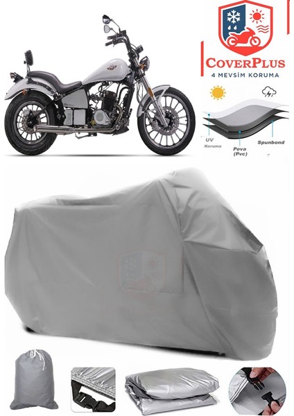 Regal Raptor Daytona 400 Gri Motorsiket Brandası Motor Örtüsü Çadır Su Geçirmez Motosiklet Kılıfı Motor Brandası