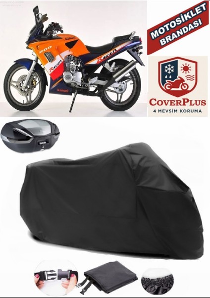 Kanuni Racer 200 S Siyah Arka Çanta Uyumlu Motorsiket Brandası Motor Örtüsü Çadır Su Geçirmez Motosiklet Kılıfı Motor Brandası