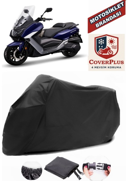 Sym Maxi 400I Abs Siyah Motorsiket Brandası Motor Örtüsü Çadır Su Geçirmez Motosiklet Kılıfı Motor Brandası