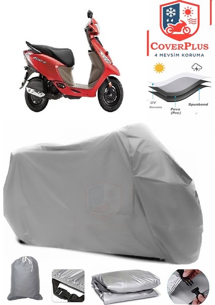 Tvs Scooty Zest 110 Gri Motorsiket Brandası Motor Örtüsü Çadır Su Geçirmez Motosiklet Kılıfı Motor Brandası